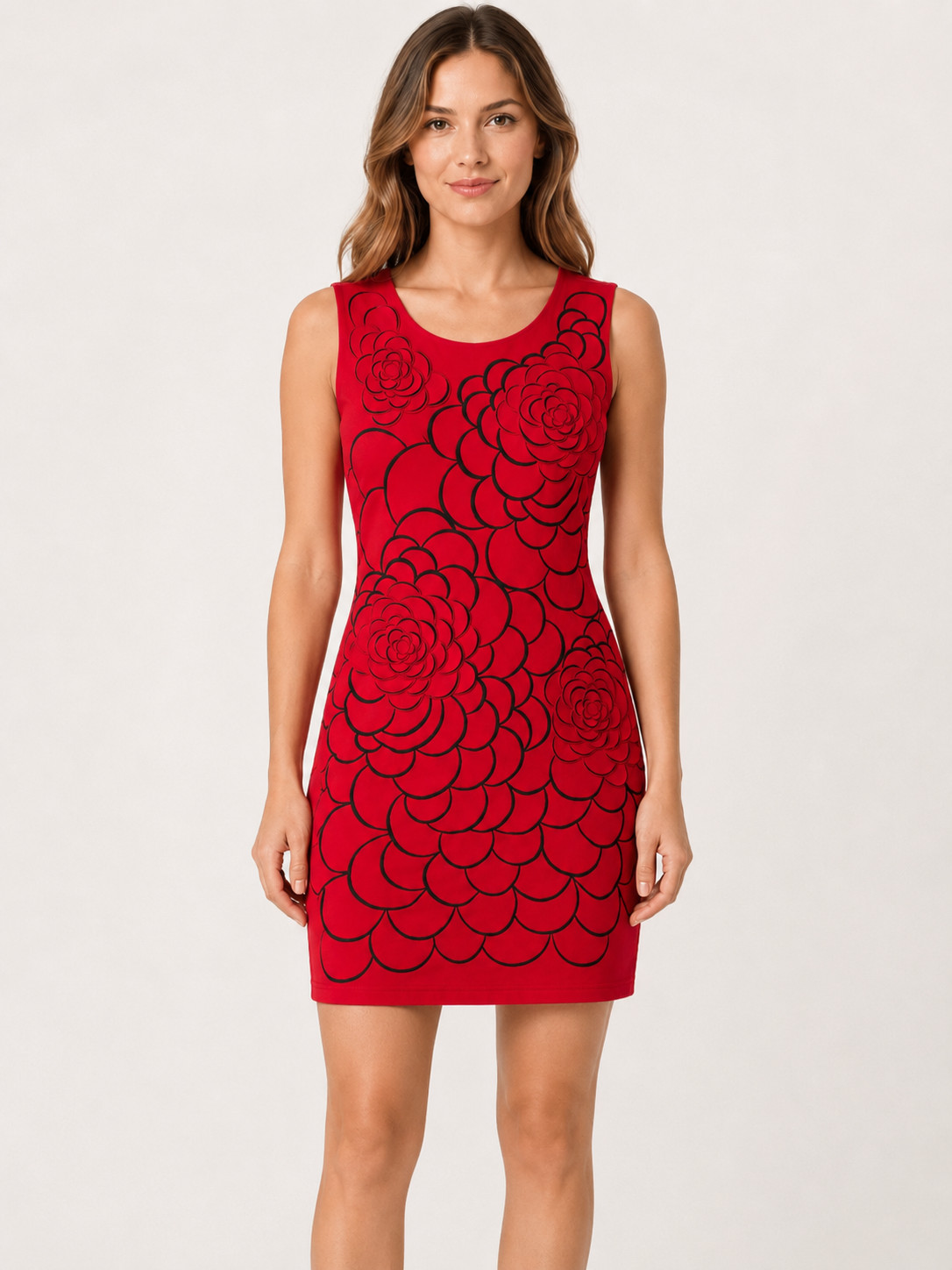 Chloé Red Floral Appliqué Bodycon Mini Dress UK 6, XS