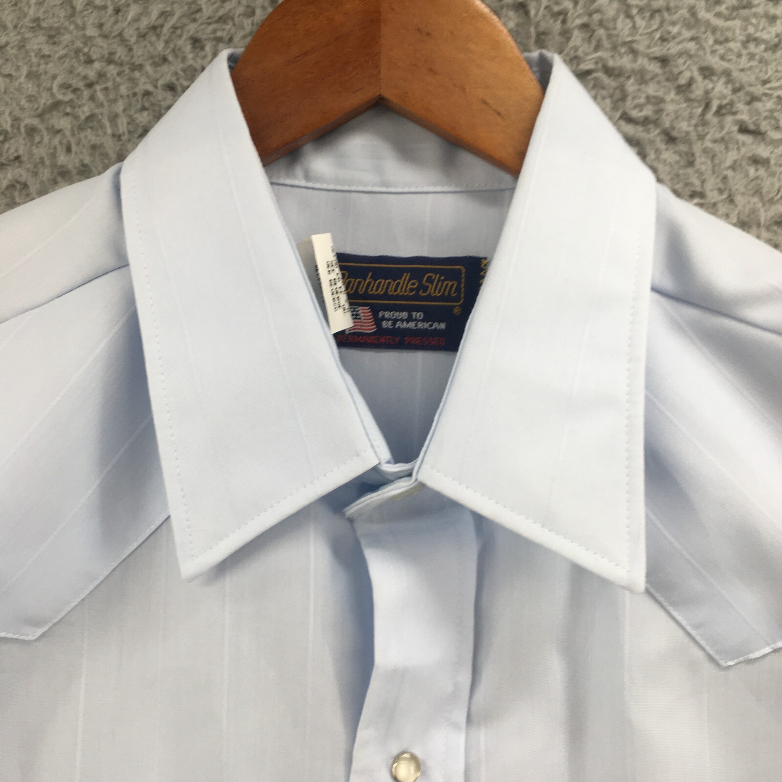 Panhandle Slim Button-Up Long Sleeve Mens 17.5 Collared Embroidered Blue NEW