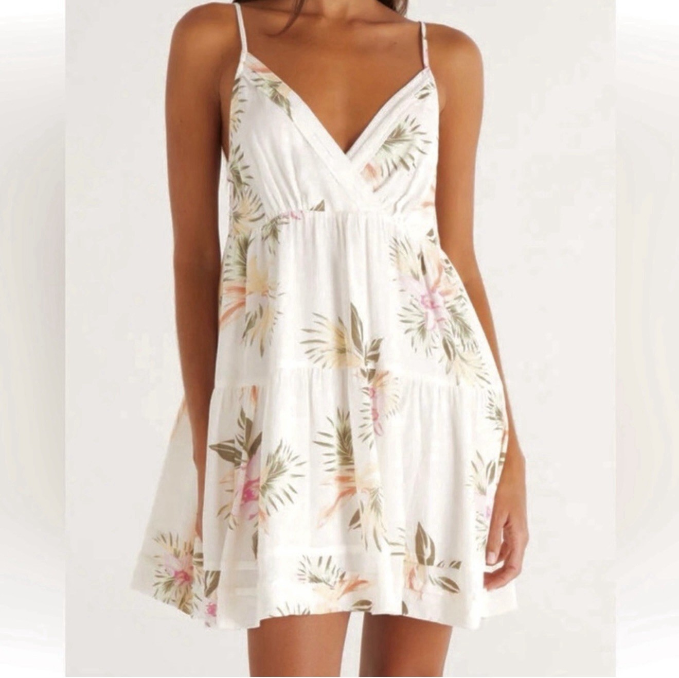 Z Supply Lei Sa Faire Floral V-Neck Adjustable Strap Mini Dress Women’s L