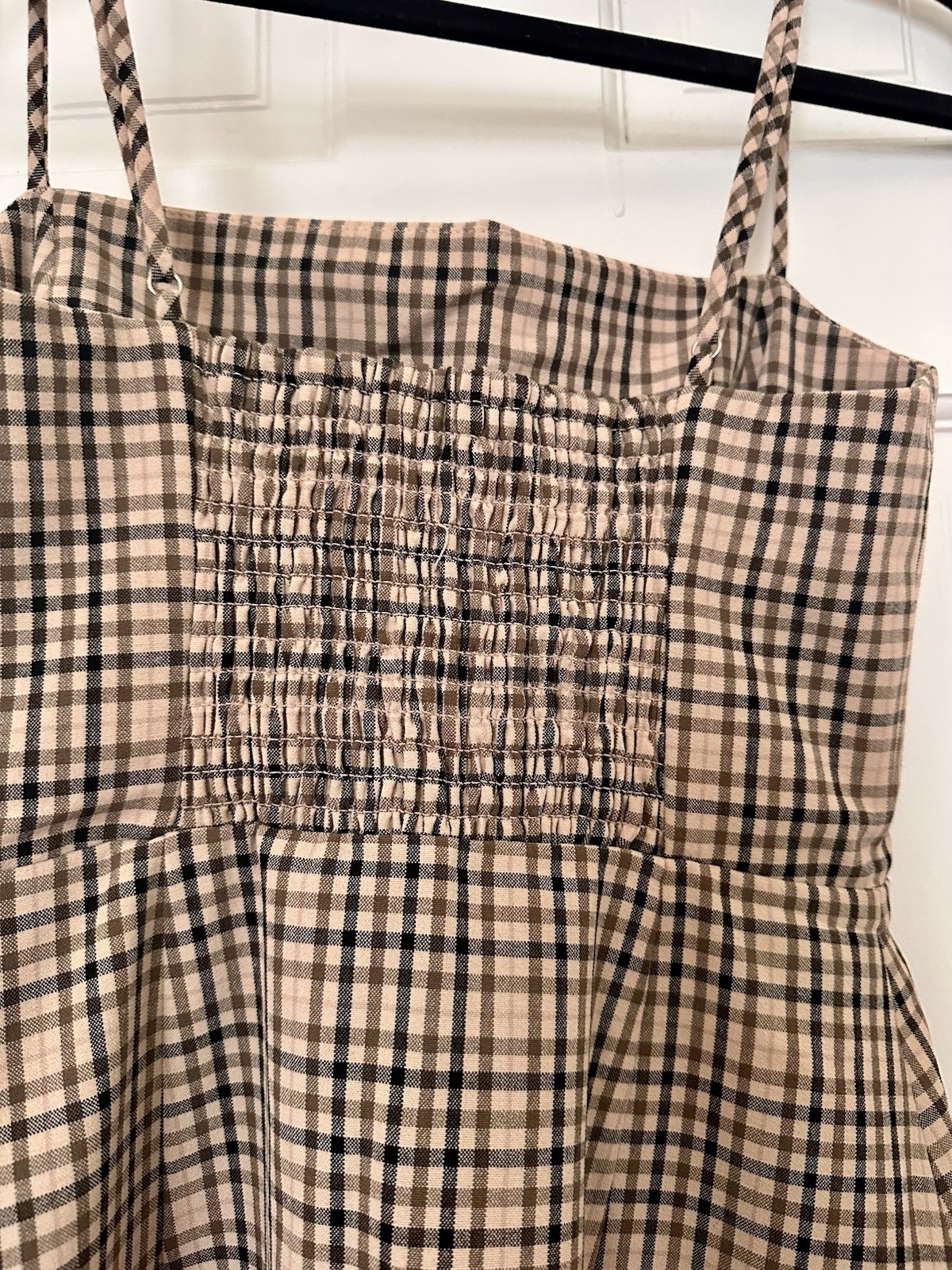 Wilfred Classic Gingham Mini Dress Size 2 Tan Brown Black