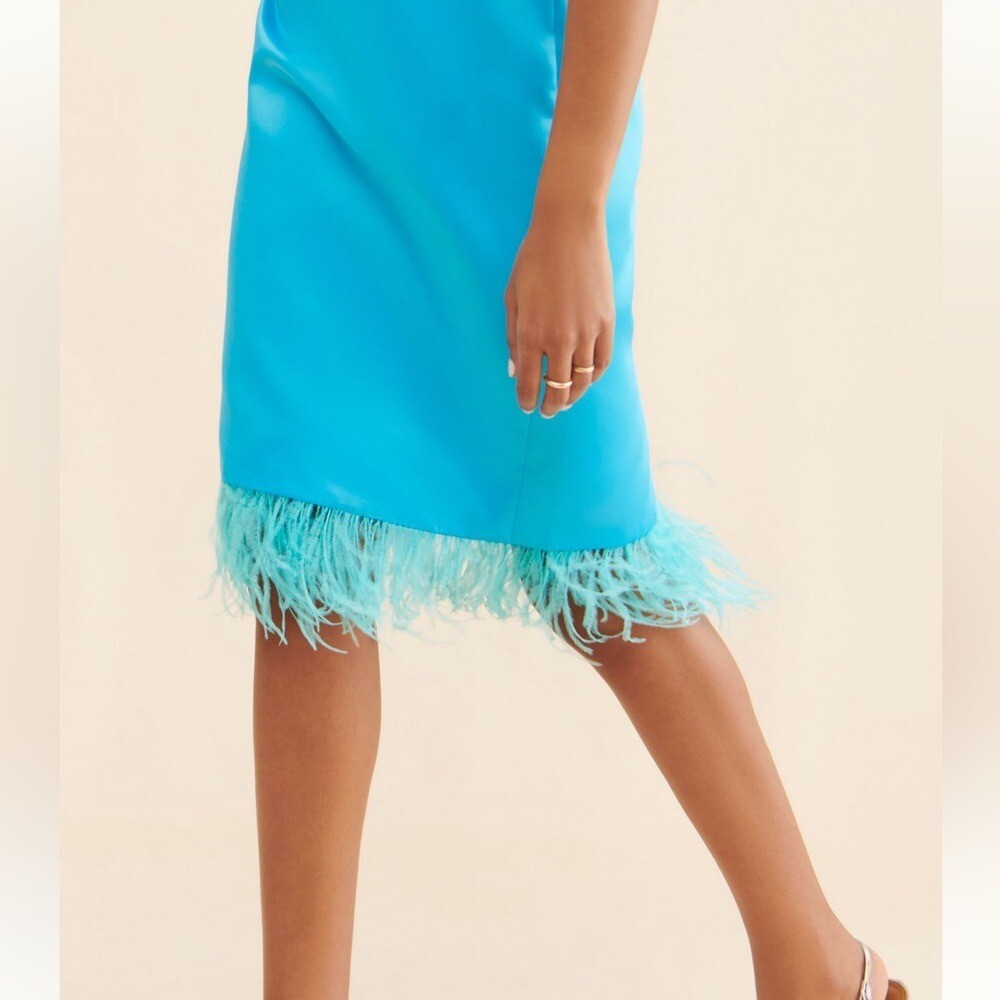 Anthropologie Camilyn Beth Sheila Mini Dress blue fur size 4