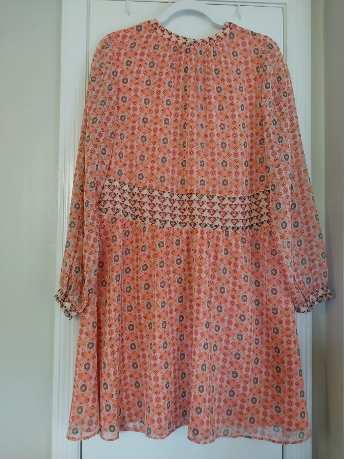 Loft Dress Orange Peach Multicolor Size Small Flowy Lined Lightweight