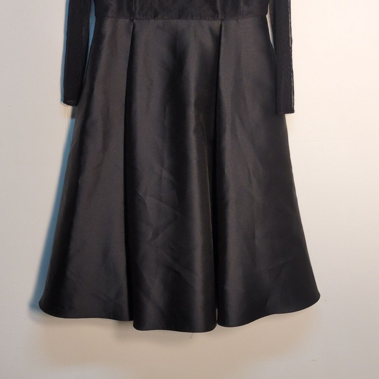 Adrianna Papell Black Textured Swiss Dot Tafetta Midi Dress, Size 14 UNDERSIZED