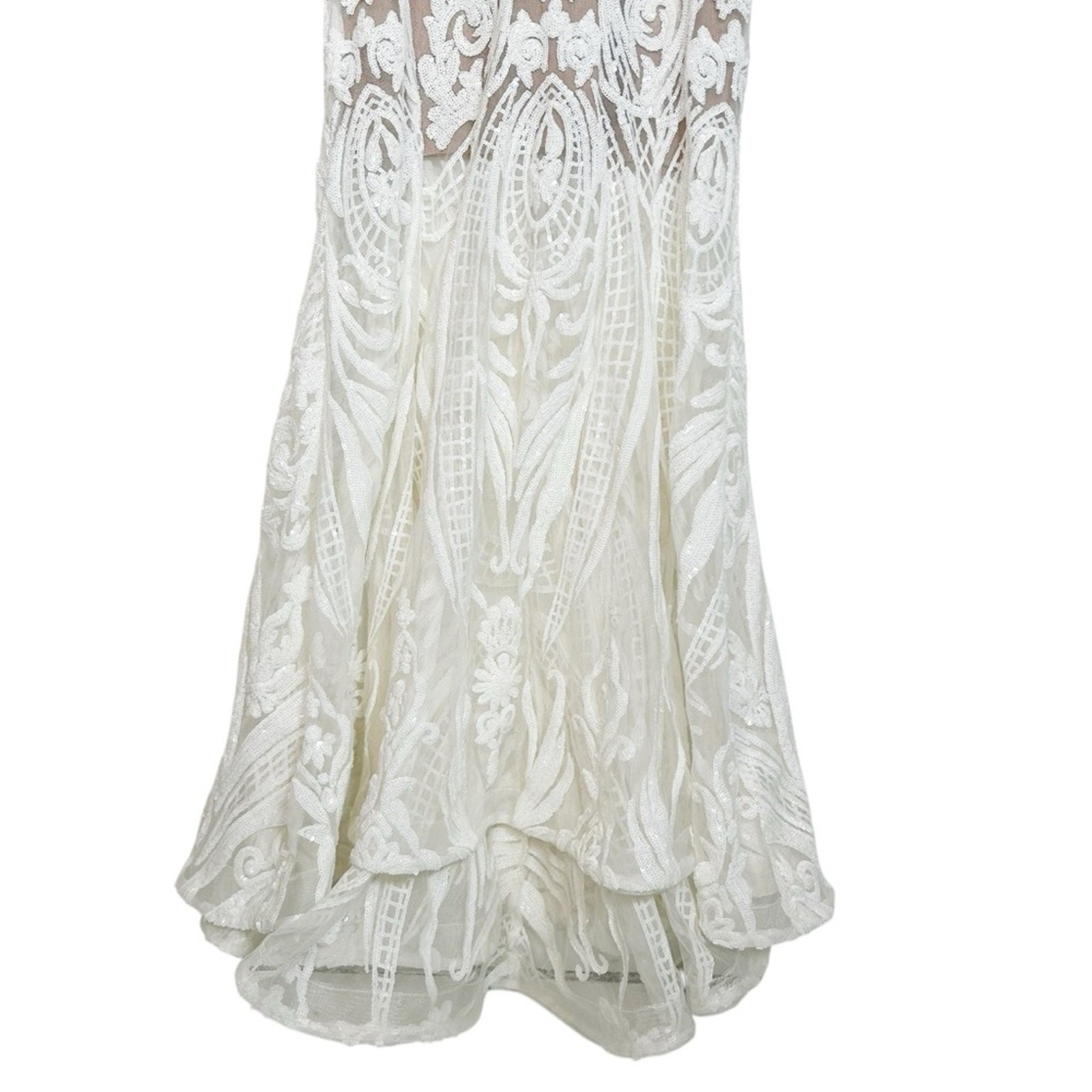 BRONX & BANCO Ester Sequin & Bead Embellished Plunge Neck Gown Size Small