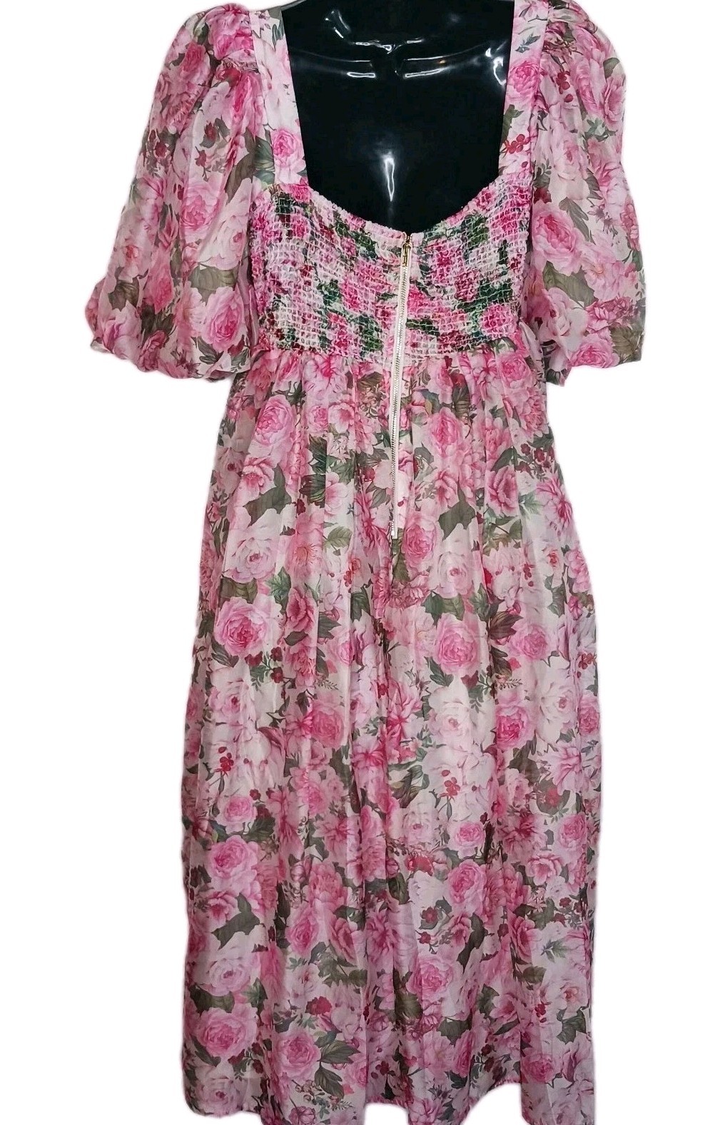 Cottagecore Dress New Sofie the Label Pink Green Rose Floral Taffeta Sz S Barbie