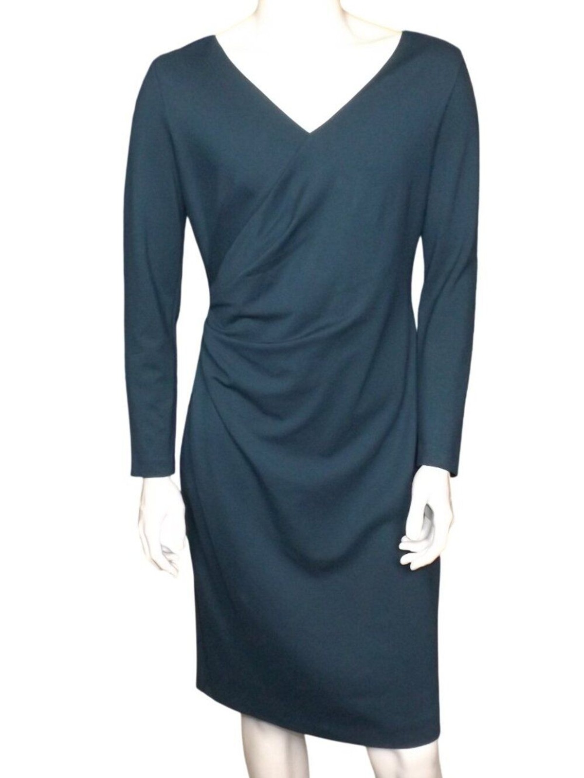 ESCADA Dress, 42, Peacock Blue, Gathered Waist, Long sleeve, Zipper,