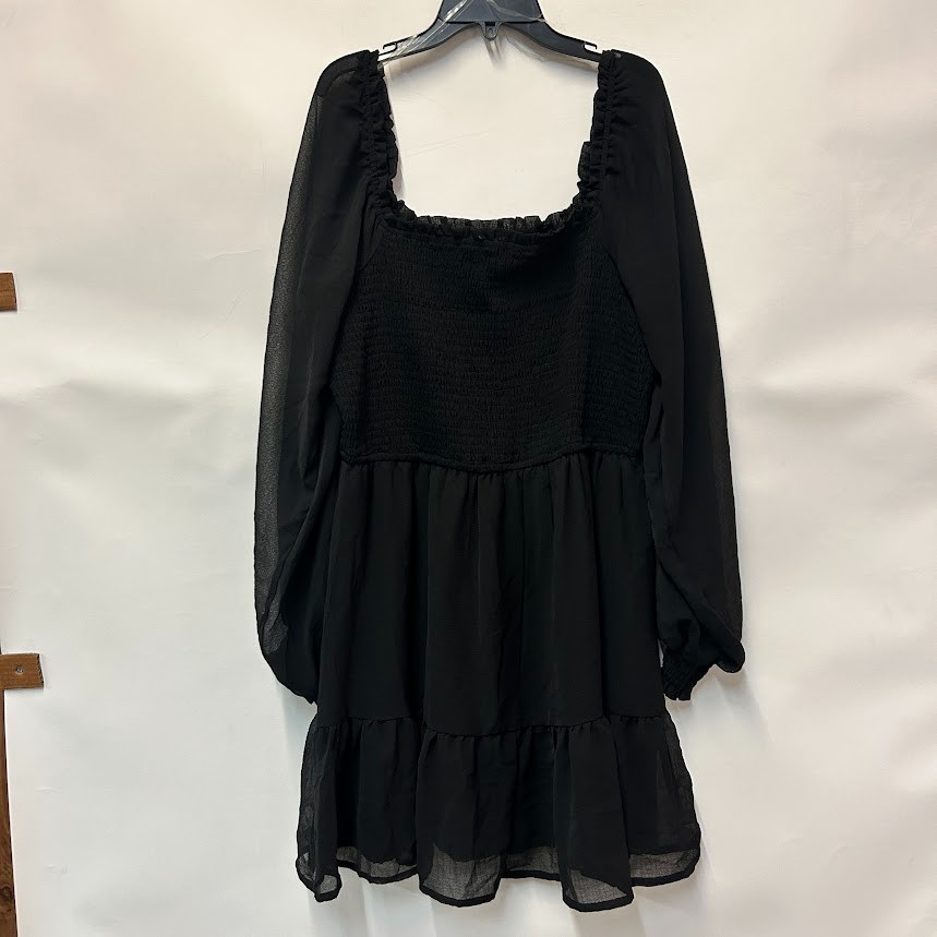 And Now This Womens L Deep Black Smocked Balloon Sleeve Mini Dress NWT CQ19