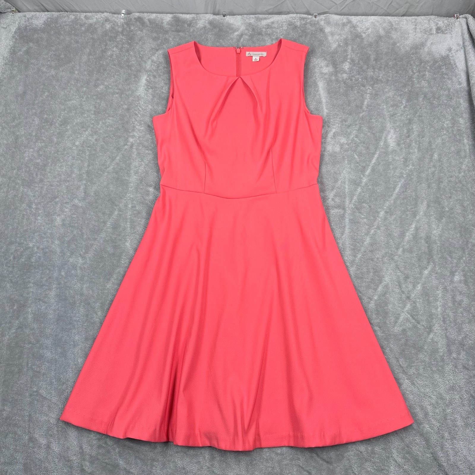 DB Established 1962 Sleeveless A-Line Dress Womens 6 Coral Pleated Fit & Flare