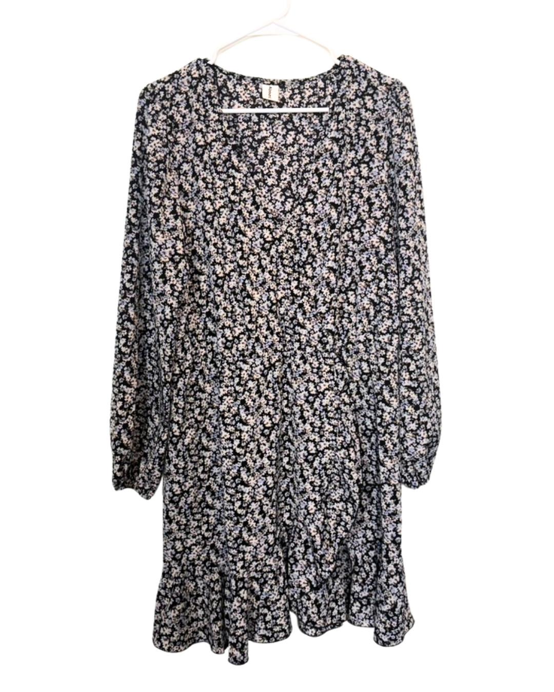 Abound Womens XL Floral Mini Dress Long Sleeve Square Neck Empire Cottagecore