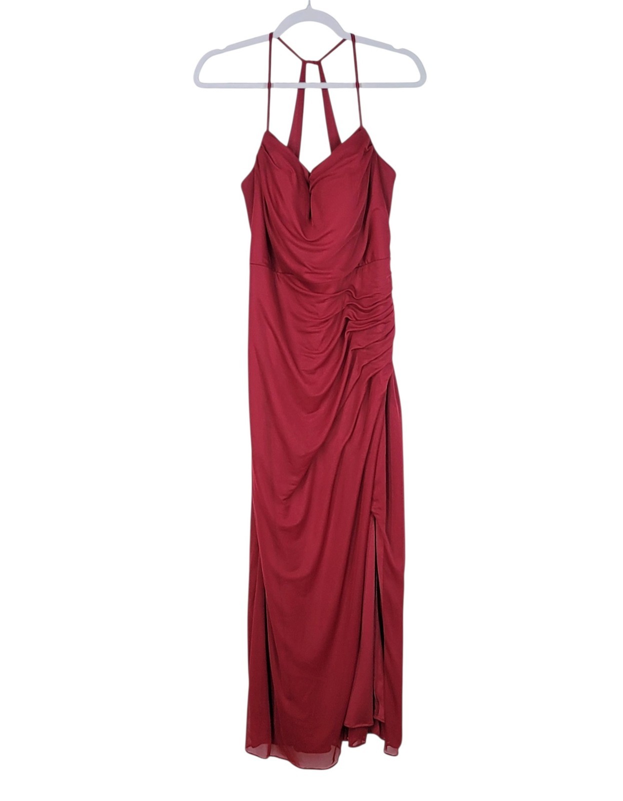 AZAZIE Deandra Burgundy Mermaid Pleated Mesh Maxi Dress Women’s Size A16 Formal