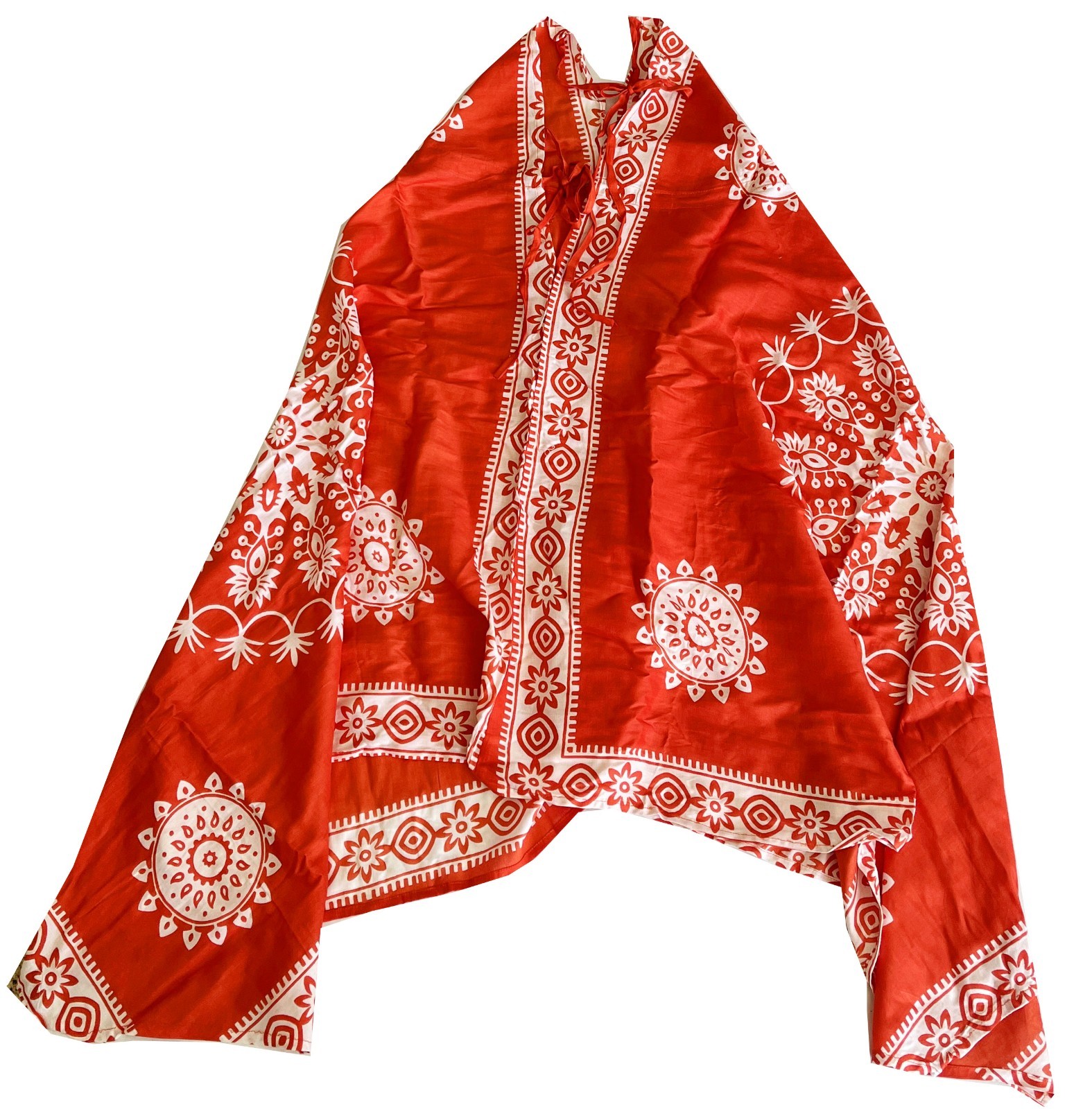 Boho Mandala Handkerchief Hem Scarf Dress Backless Spaghetti Strap Beach Lounge