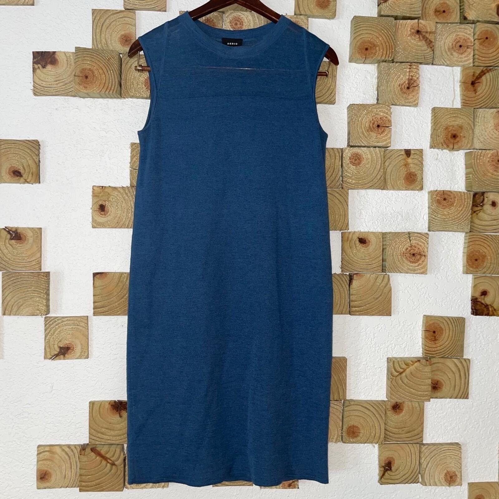 AKRIS Dress Women’s 4 Knitted Cup Sleeveless Tank Crew Neck Pencil Flowy Linen