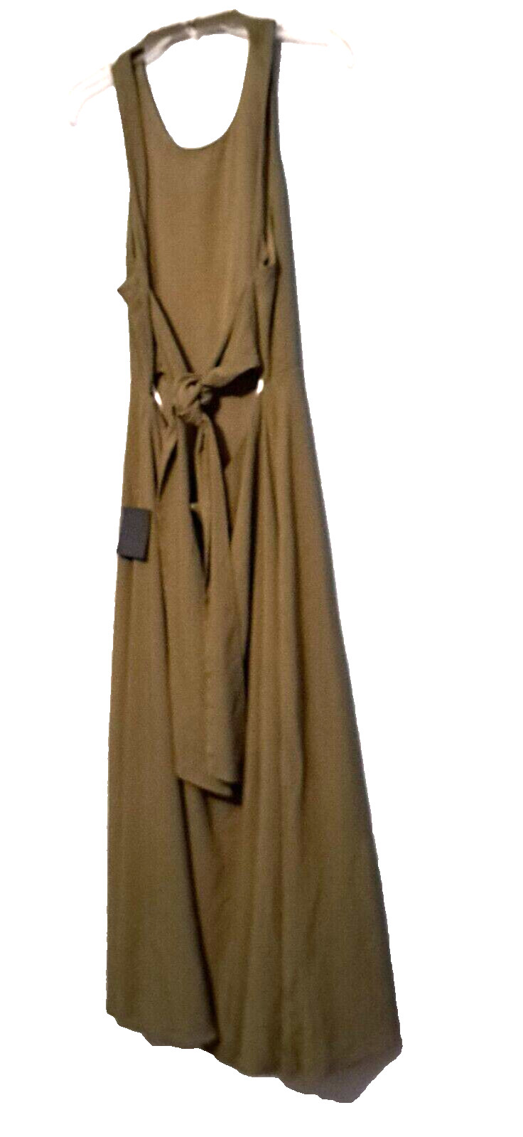 Lulus Womens Dress L Confident Aesthetic Olive Green Backless Tie Back Midi Boho