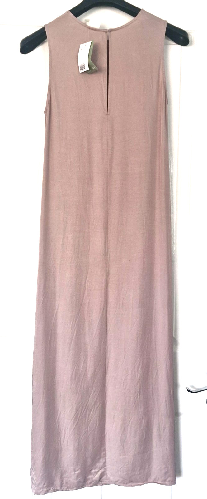 H&M Maxi Dress Size Small Light Beige Split Seam Lightweight