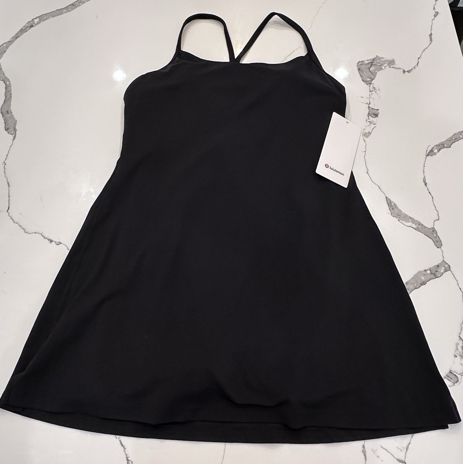 Lululemon Flow Y Dress Light Support, B/C Cup Black Large NWT $148 Free Ship