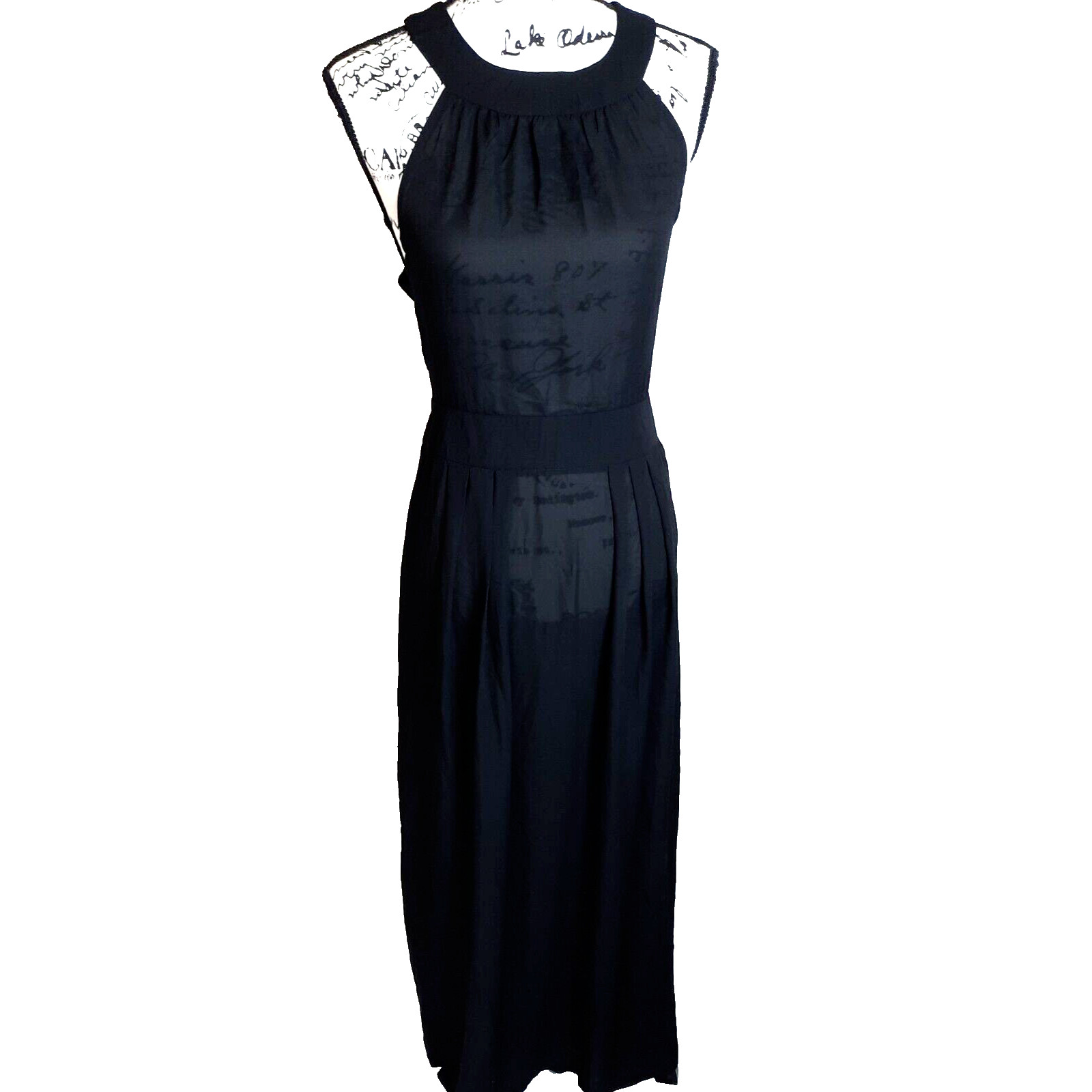 Halter Sheer Strappy Open Back Maxi Dress Large Black Whimsigoth Dark Romantic