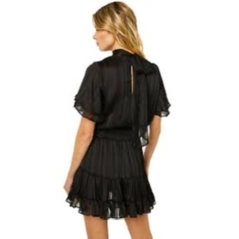 Misa | Saffie Dress in Solid Stripe-Black | Size: XS
