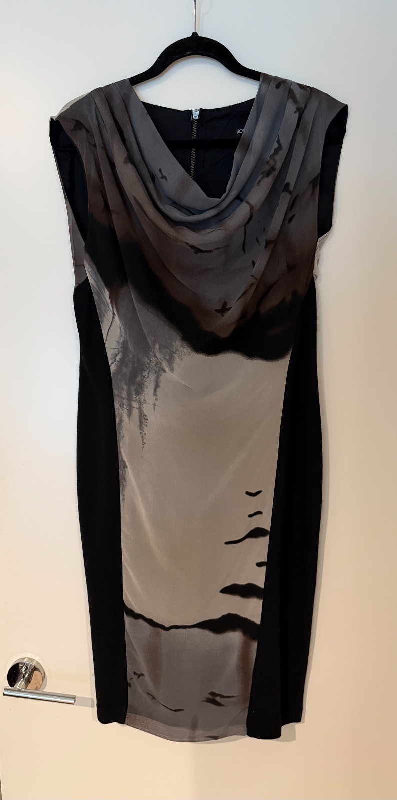Ronen Chen Sleeveless Dress Lined Draped (Size: UK/European 3) Made in Israel
