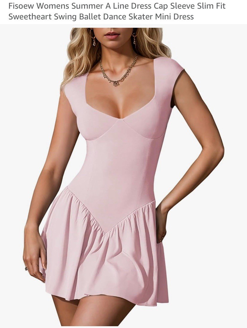 Fisoew Womens Summer A Line Dress Cap Sleeve Slim Fit Medium