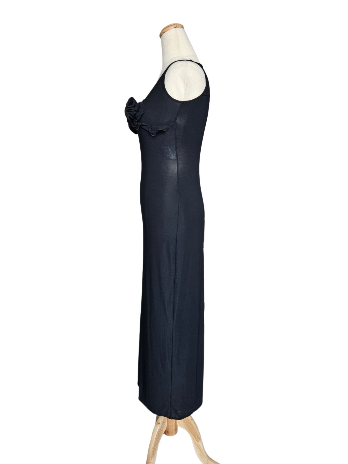Magda Butrym Black Sleeveless Floral Applique Bodycon Long Dress