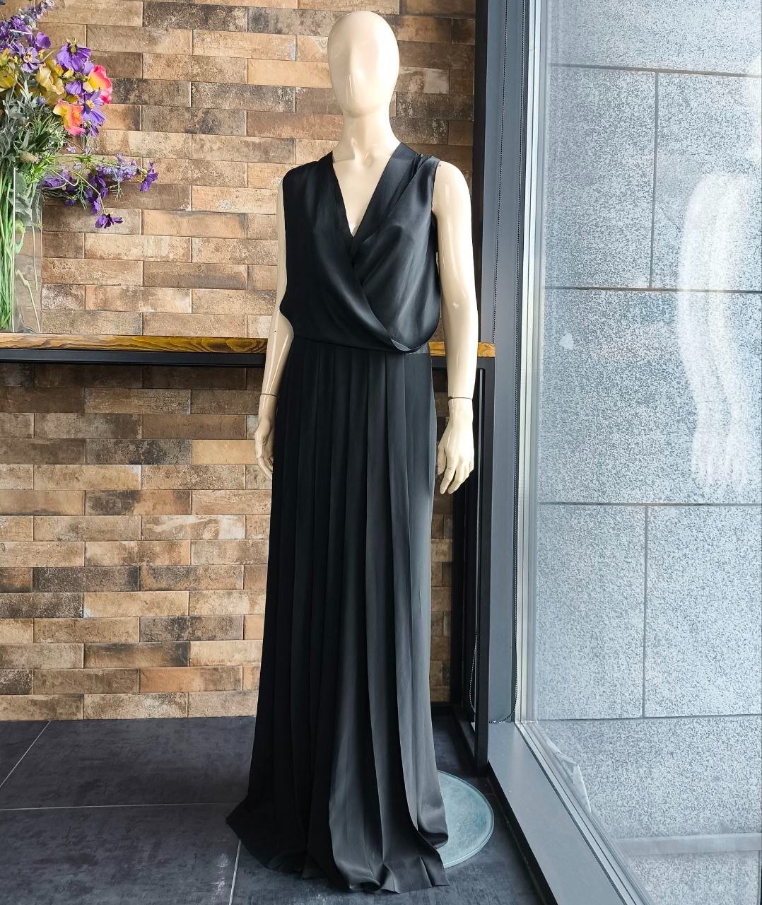 Cedric Charlier 2013 Black Asymmetric Pleated Evening Avant-garde Dress IT42