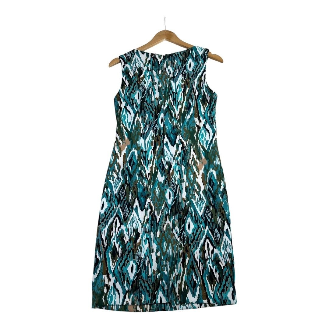 Connected Apparel Beaded Neckline Sleeveless Aztec Print Dress size 6