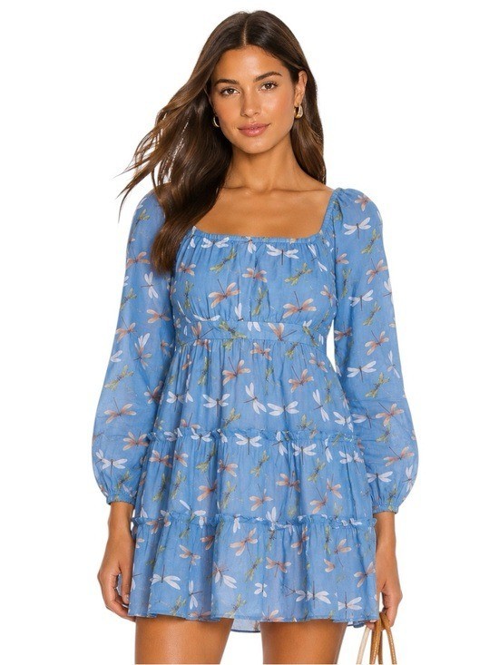NEW OLIVIA BY LIVRO Cotton Cin Cin Mini Dress Dragonflies XS retail $375