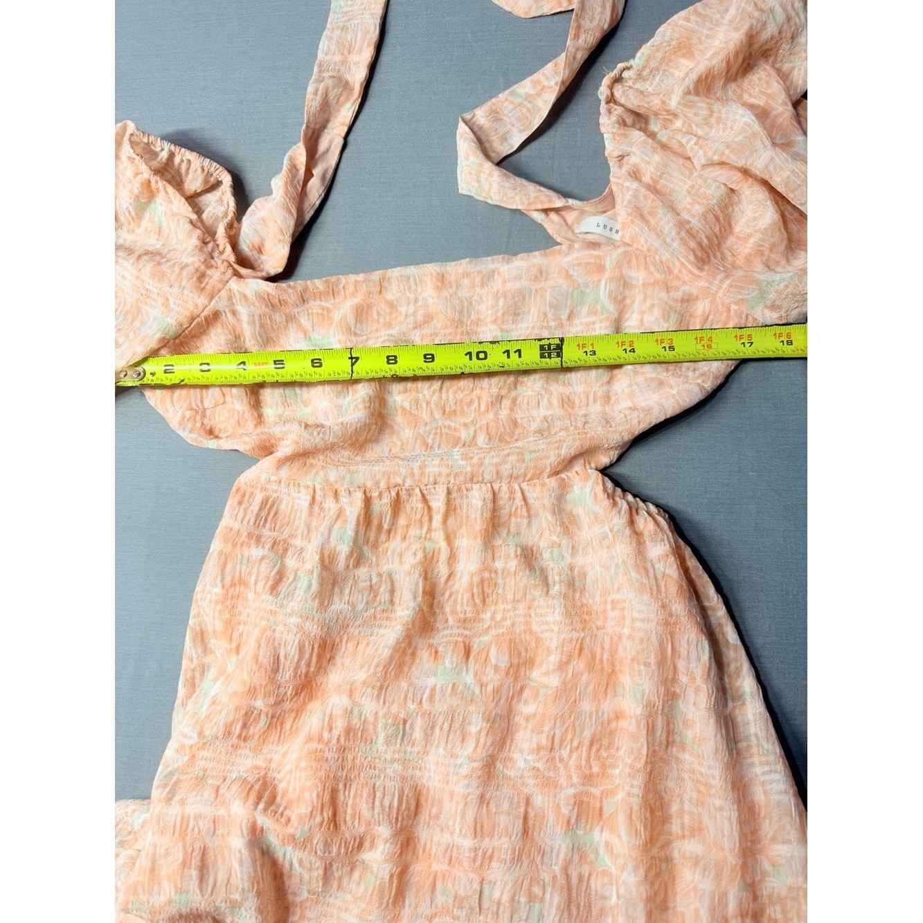 Lush Peach Off-Shoulder open Back with Bow Mini Dress Size L