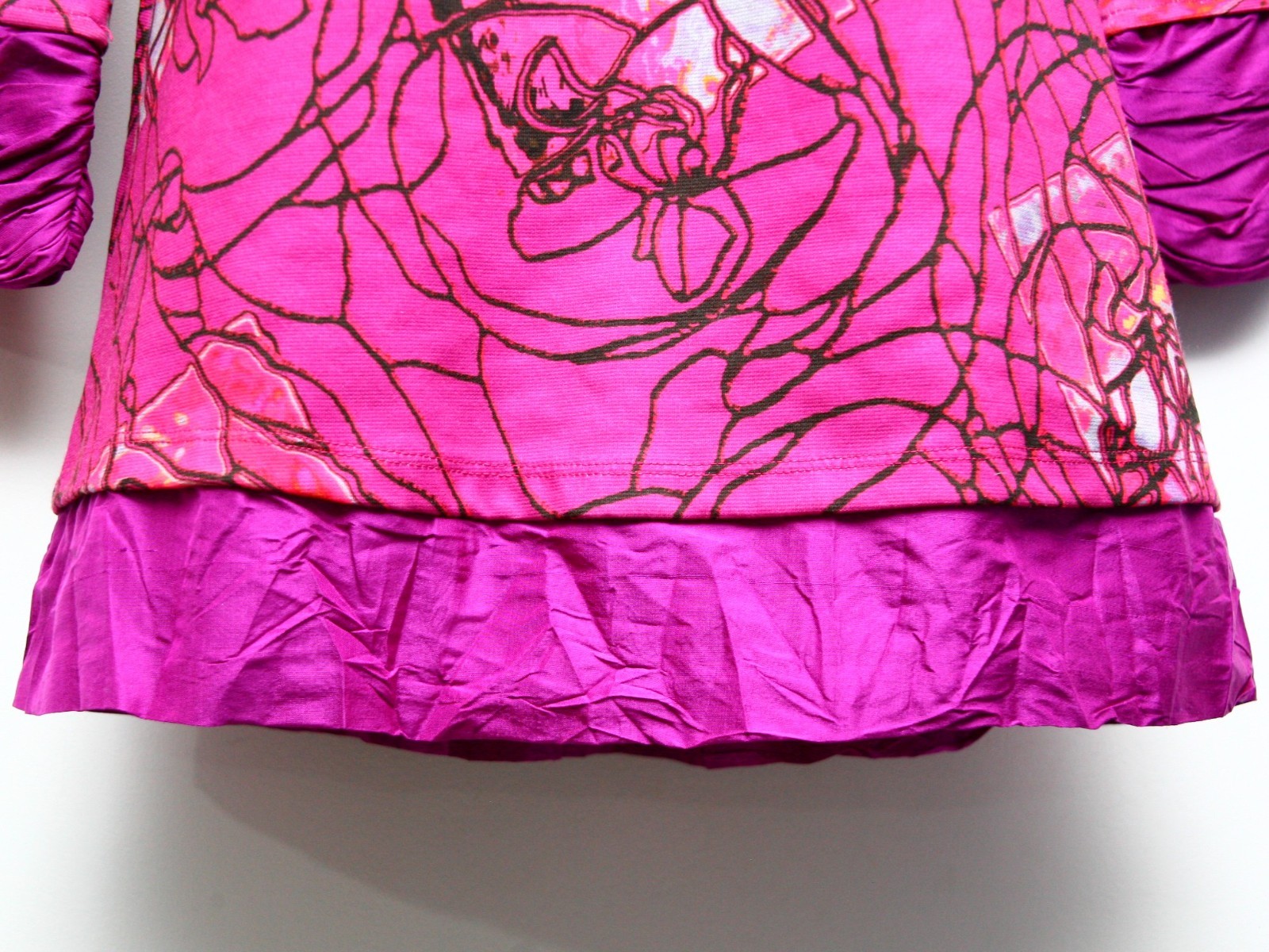Save The Queen Dress XS Silk Blend Pink Purple Paisley Graphic Print Y2K Tunic