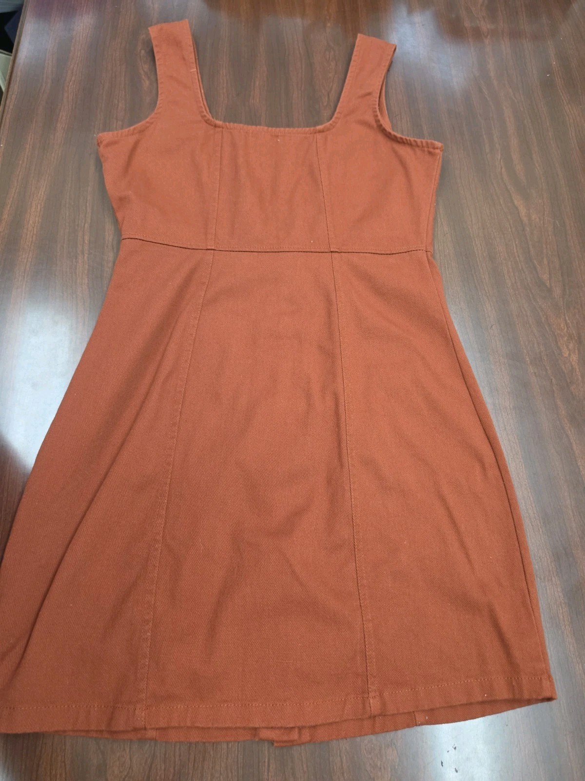 J For Justify Womens Rust Button Front Mini Dress Sleeveless A Line Boho Size M
