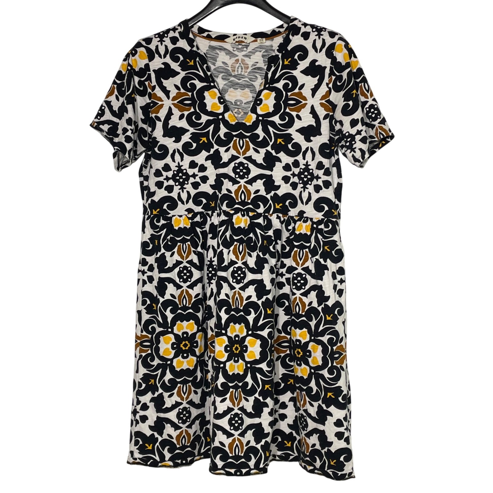 Boden Easy Notch Neck Jersey Floral Dress Sz 10 Casual Pockets