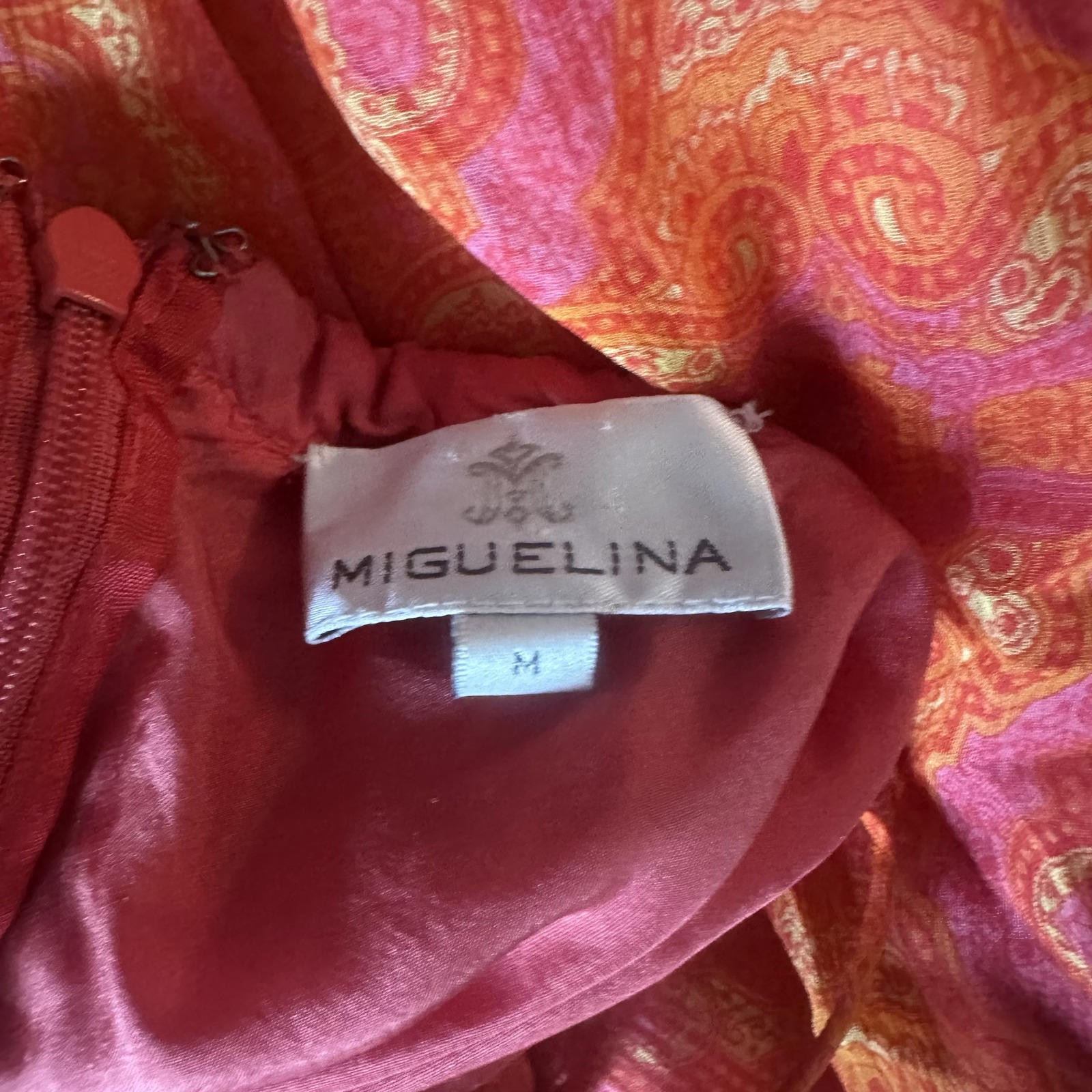 Miguelina 100% Silk Open Back Paisley Maxi Dress