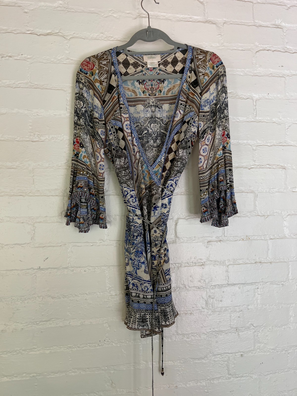 Camilla Franks Small Short Blue Wrap Dress Embellished