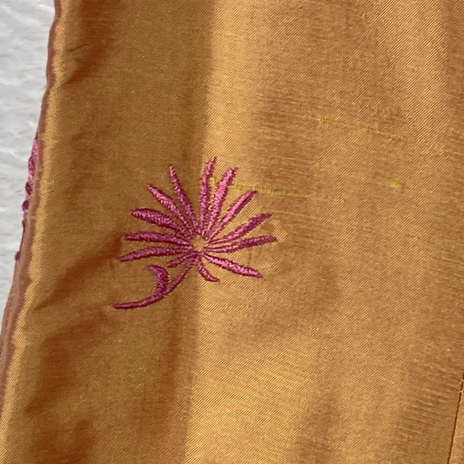 Finity Dress Womens 6 Orange Pink Midi Silk Embroidered Empire Waist Summer Y2K