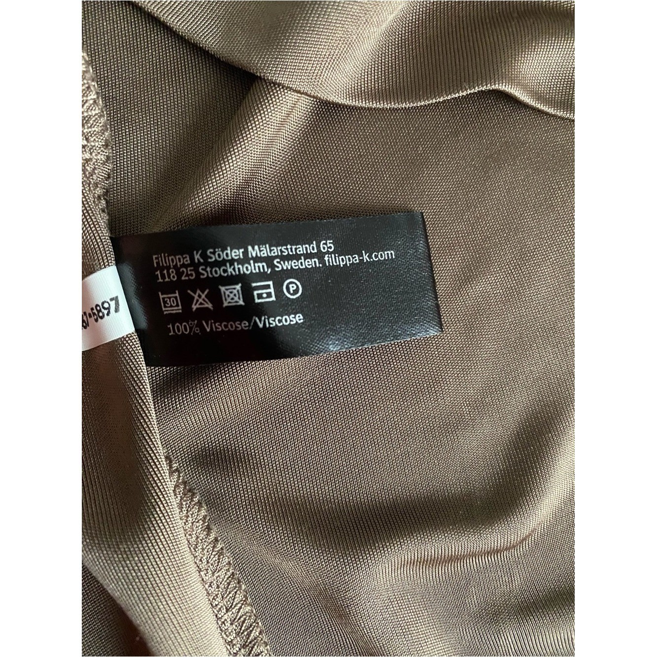 Filippa K Silky Satin Taupe Sleeveless Scoop Neck Shift Dress Women Medium