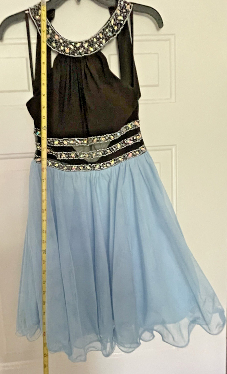 Blondie Nites Fit and Flare Black and Blue Formal/Prom Dress Juniors Size 3