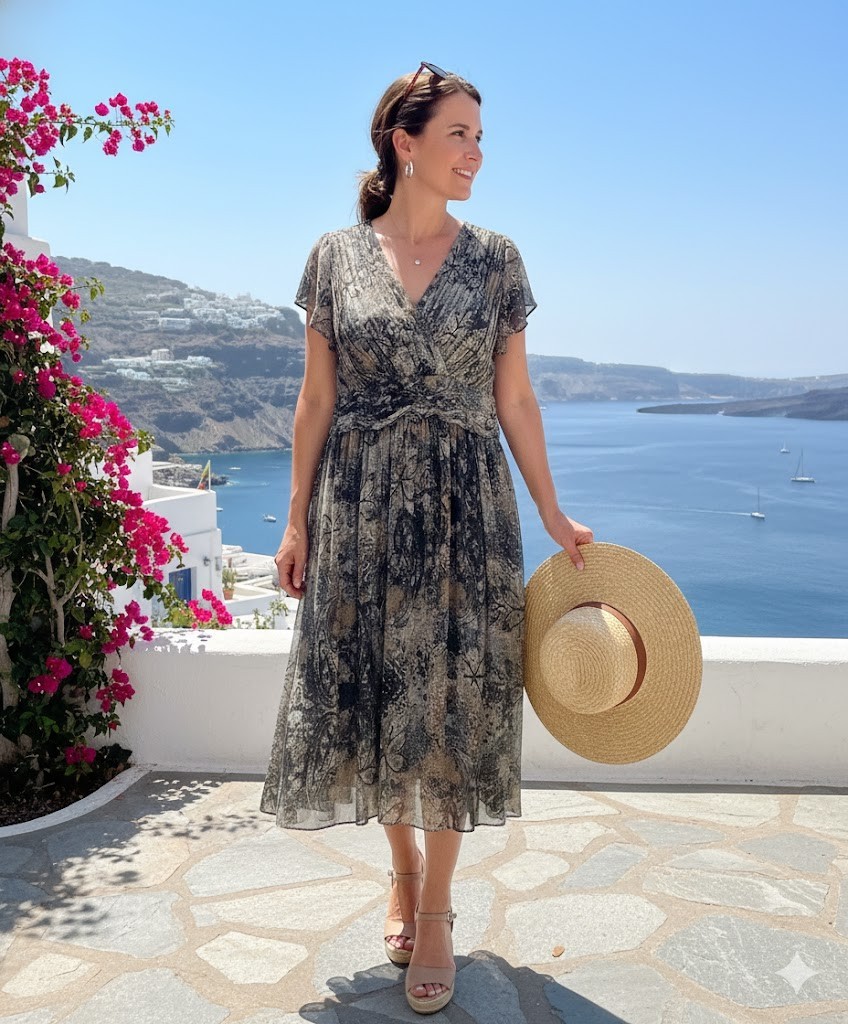 Coldwater Creek Midi Dress Size 16W-18W Vacation Evenings Anytime