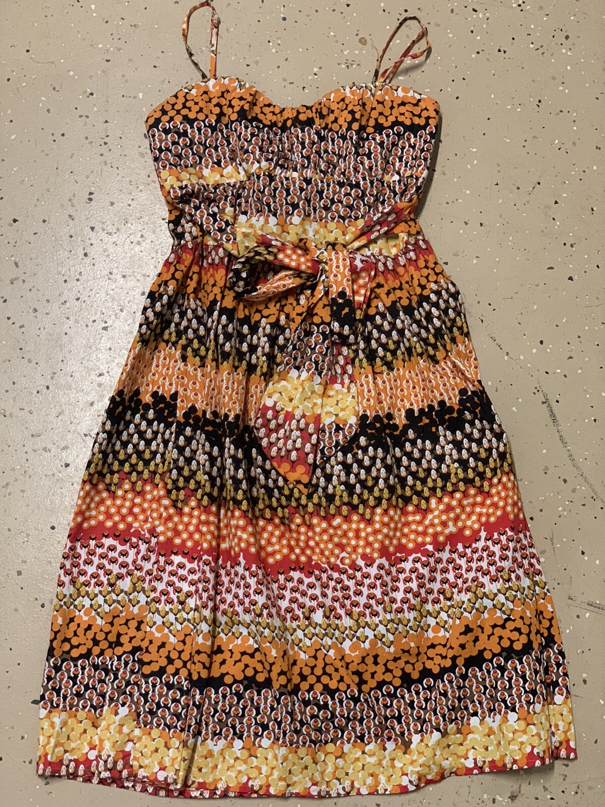 Ambiance Apparel Women Small Dress Red & Orange Polka Dot Boho Autumn Fall