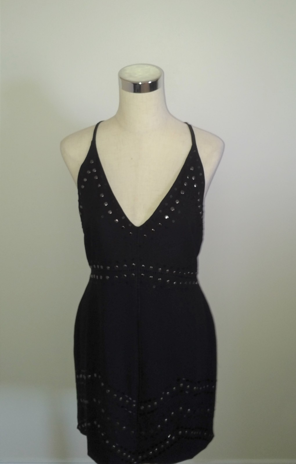 New With Tags Adelyn Rae Black Spaghetti Strap Beaded & Sequin Dress