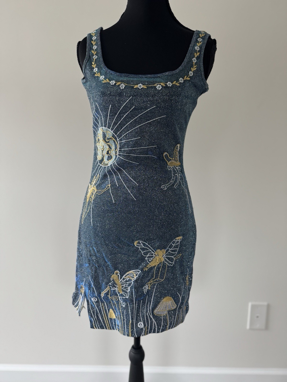 FORE Women’s Linen Blend Cutout Midi Dress Size Small Oatmeal Open Back Resort