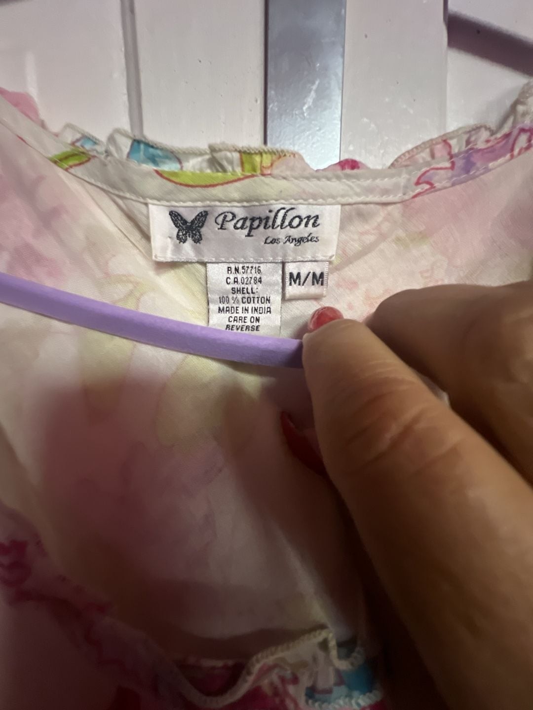 Papillon Los Angeles 100% Cotton Floral Watercolor Ruffle Dress Size Medium