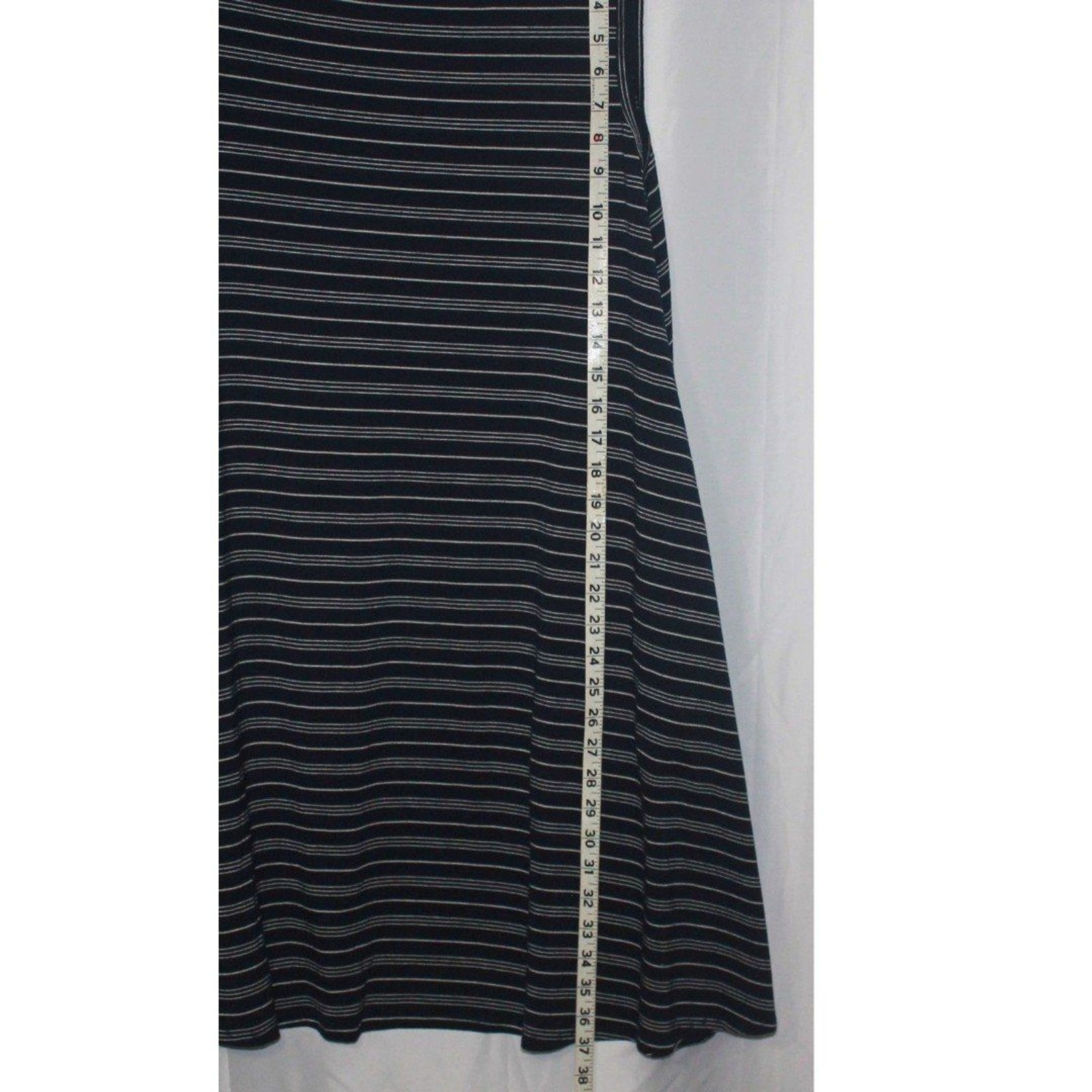 Honey&Lace Navy Blue & White Striped Tank Top Knee Length Dress w Pockets Size M