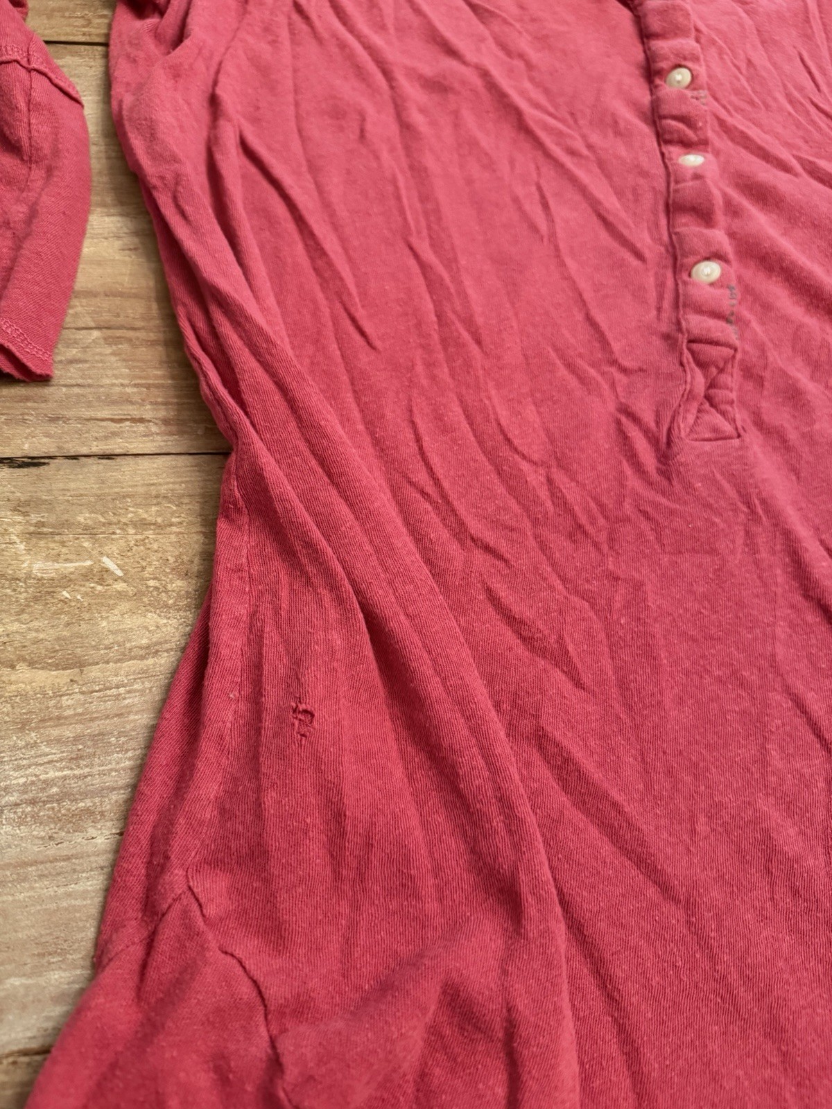SUPER RARE Magnolia Pearl Red Long John Henley Tunic Dress Pre Loved