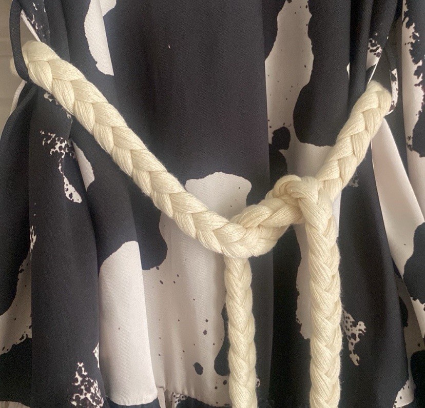 Alexis x Target Ruffle Mini Dress Size S Abstract Print Black & Tan Rope Belt