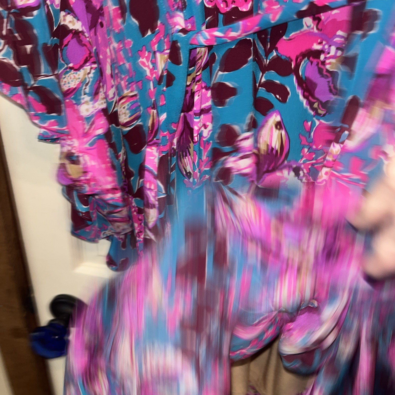 Lilly Pulitzer Monnae Silk Maxi Caftan Ruffle rhapsody orchid you not NWT L/XL