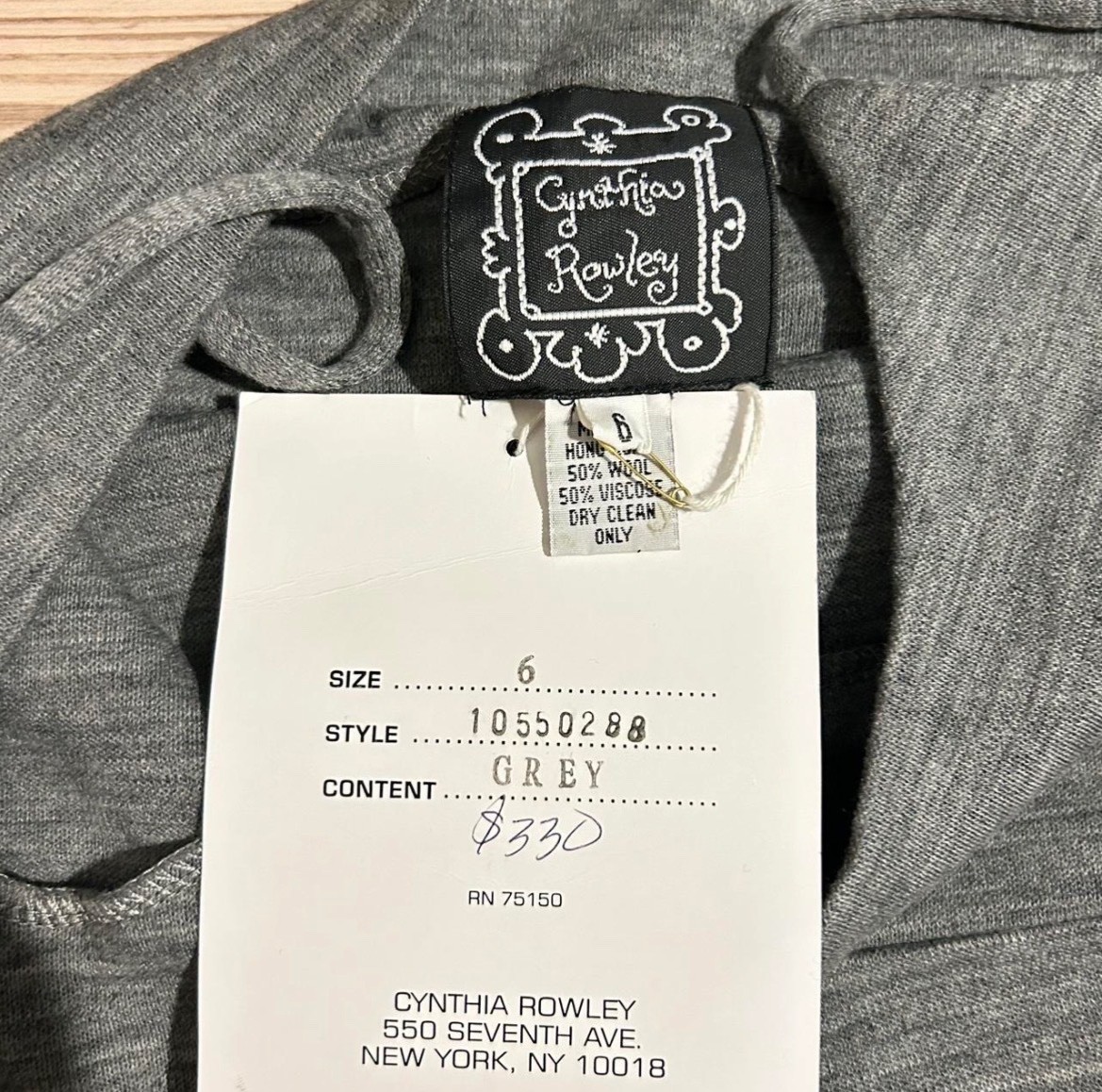 cynthia rowley grey wool and viscose midi dress size 6