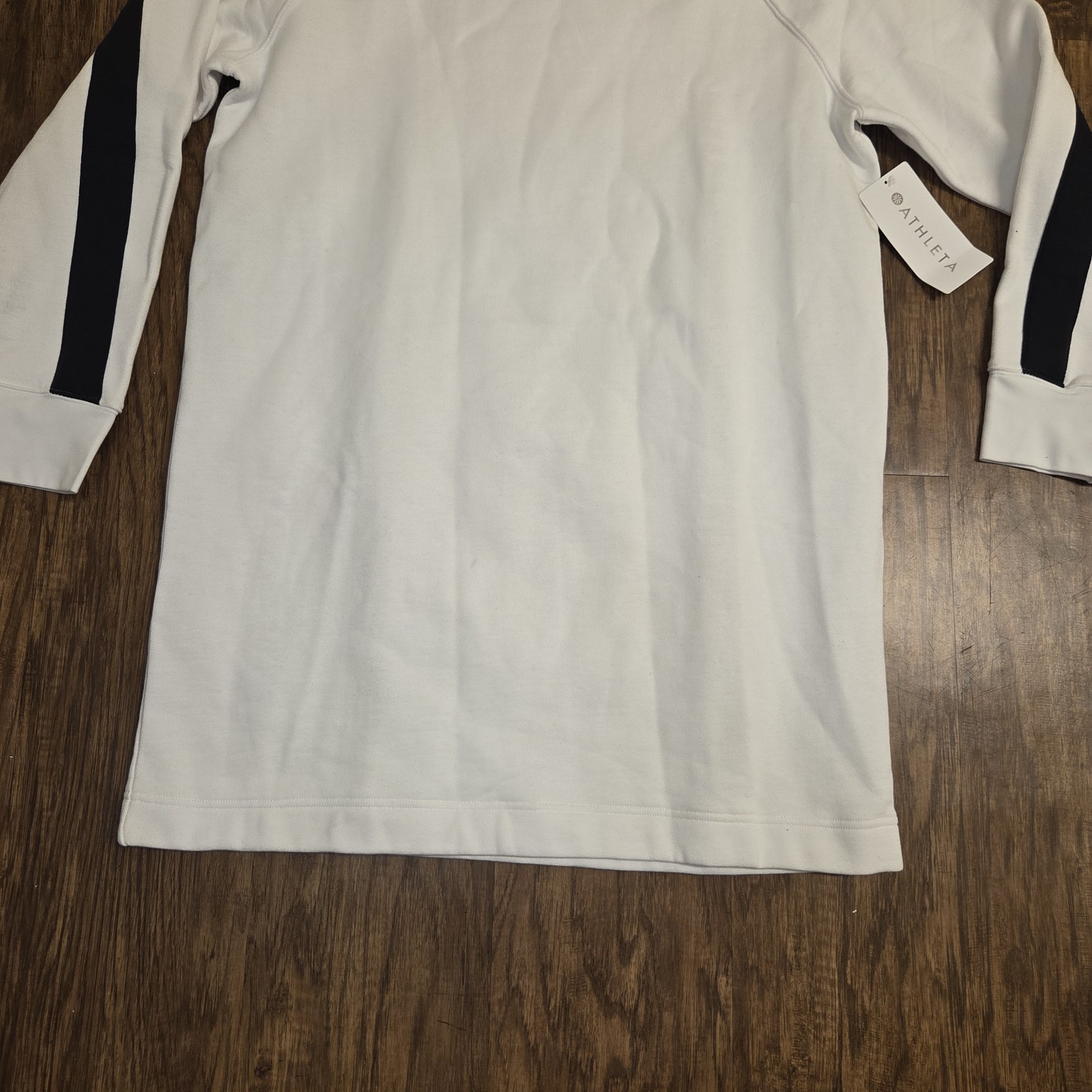 Athleta Round Trip Sweatshirt Dress Women L White French Terry Sporty Athleisure