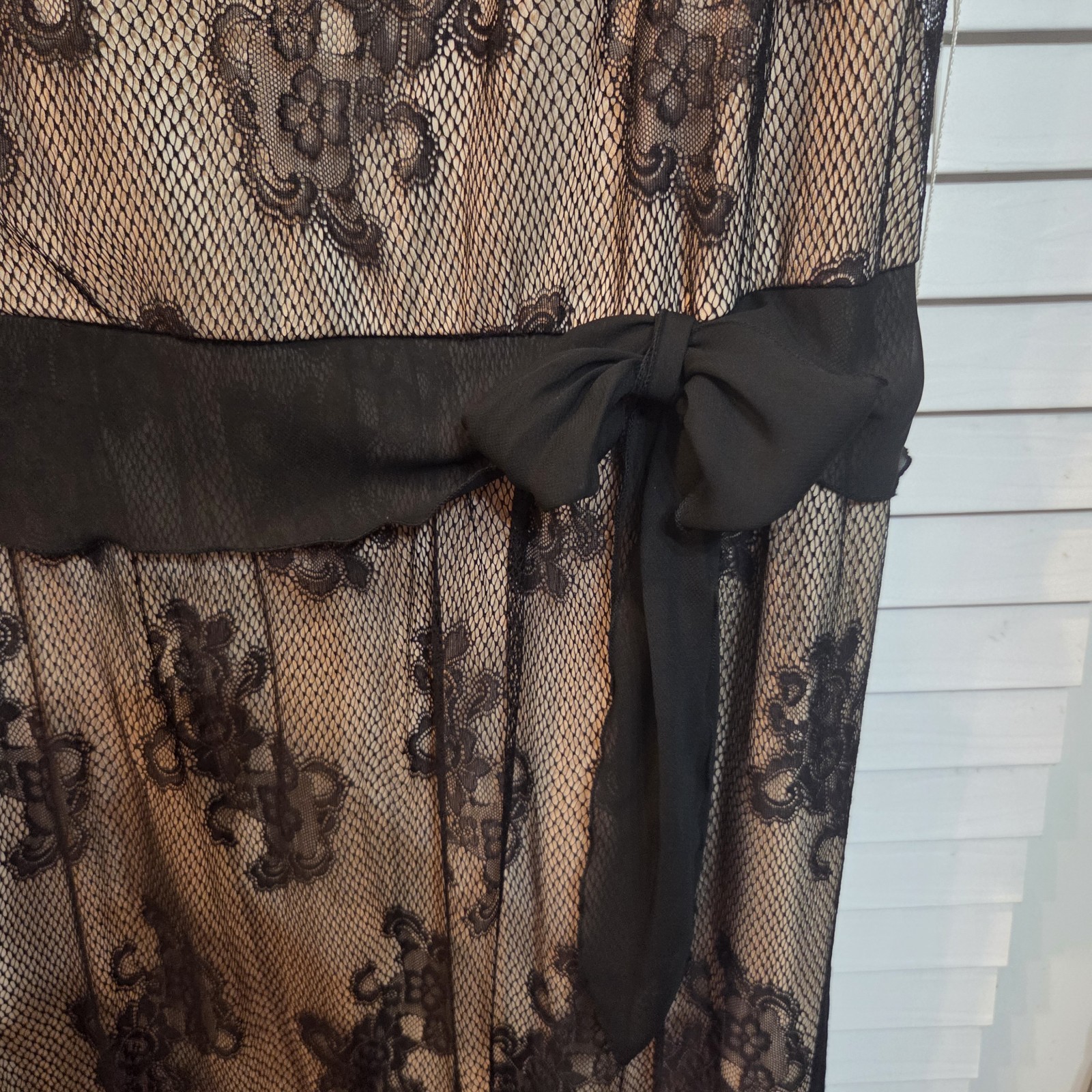 Jonathan Martin Studio Women Dress Sz 20W Black Lace Sheer Lined Sleeveless Belt