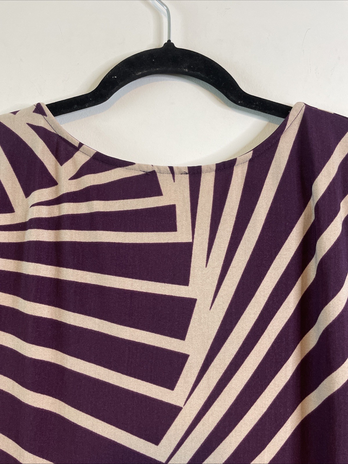 Haani Petite PXL Purple Geometric Shift Dress 3/4 Sleeve Stretch Tunic