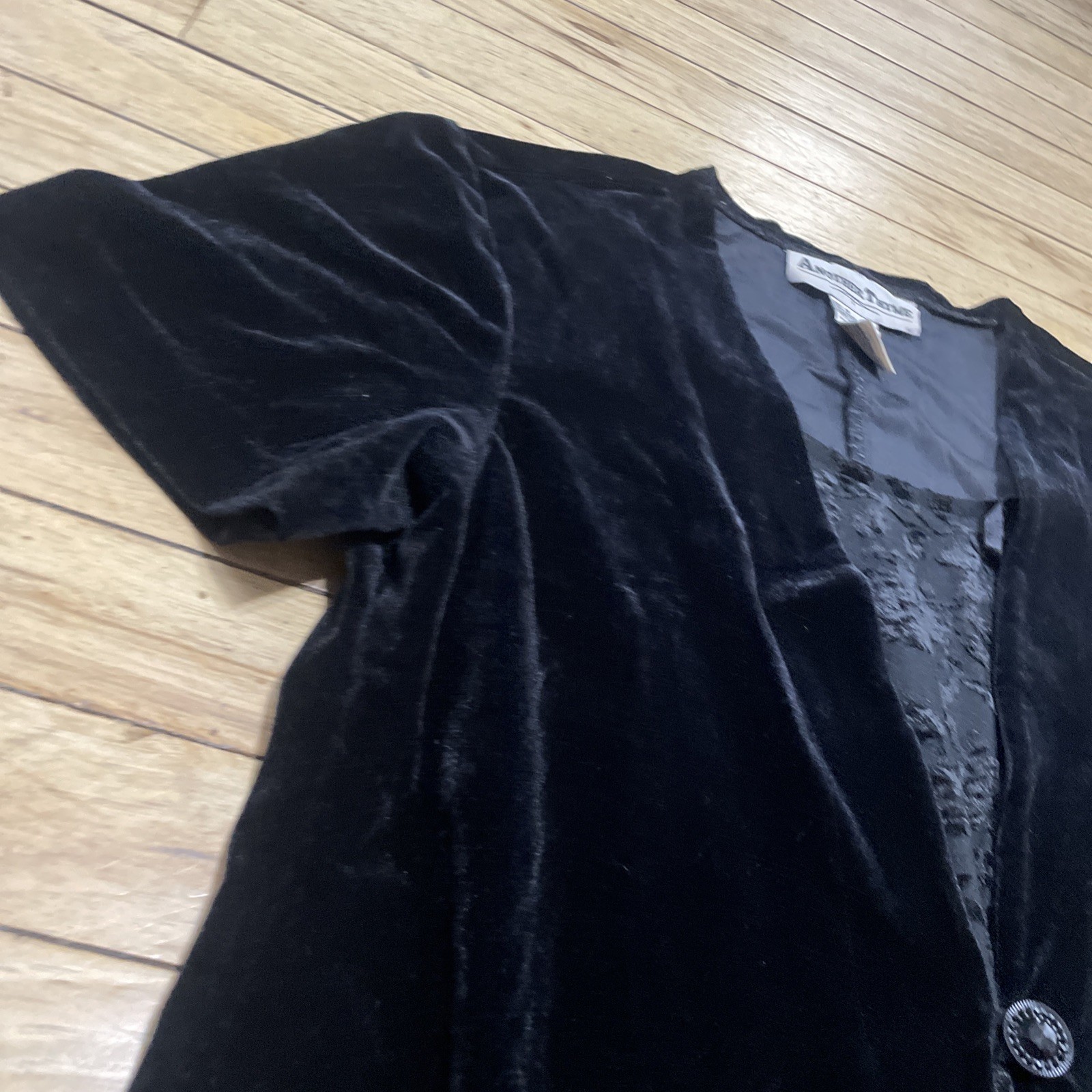Another Thyme Dress Witchy Black Velvet women 14 Fairy WhimsyGoth vtg 90s Velour